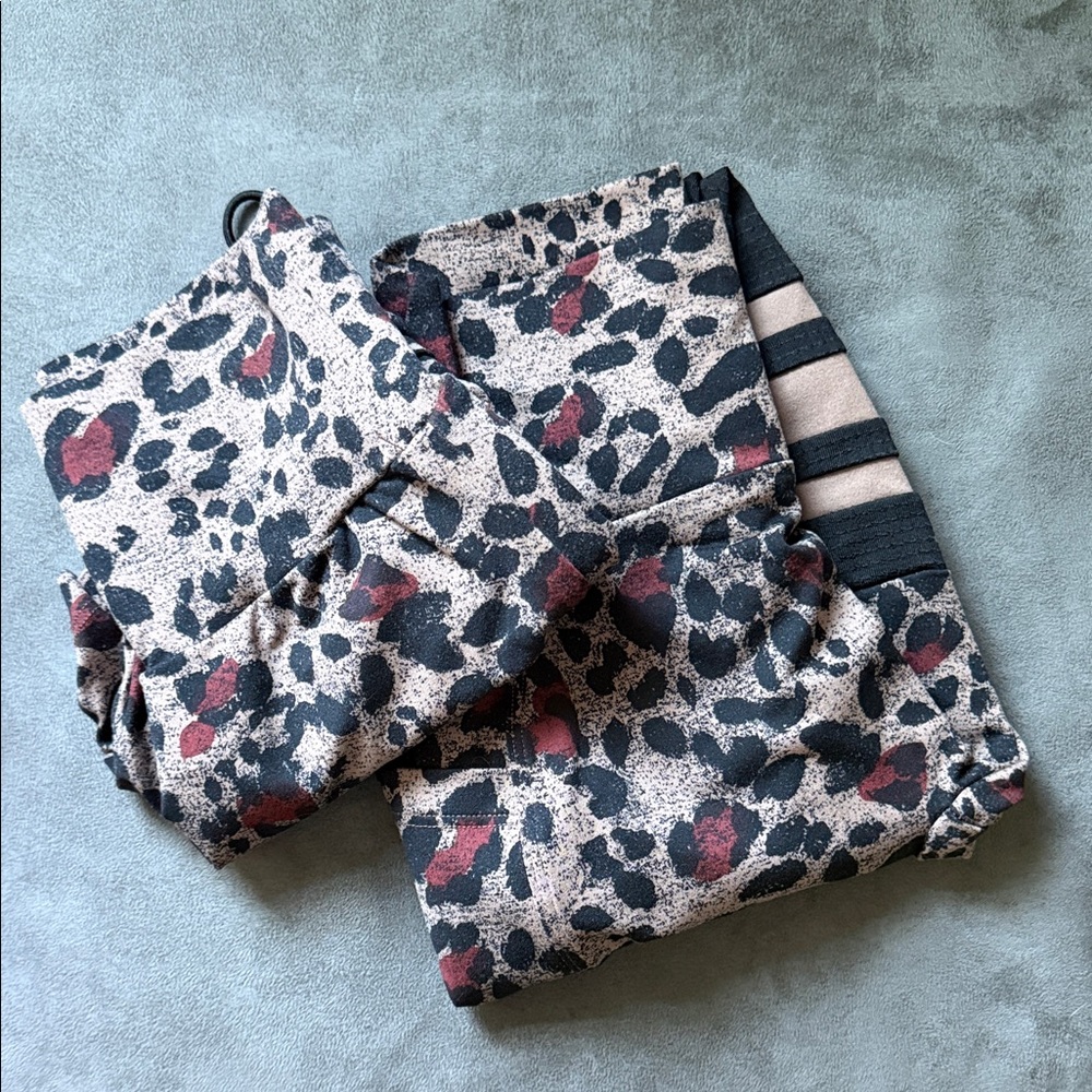 Bombshell Sportswear Leopard Print Leggings and shorts - Black and Red